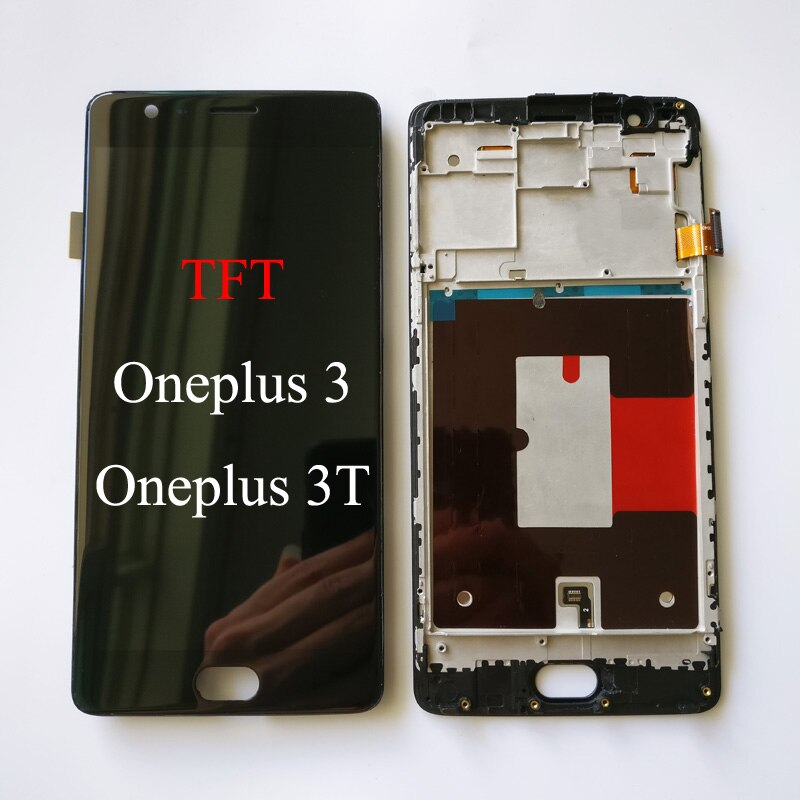 Original/TFT 5,5 "Für Oneplus 3 3T 1 + 3 3T A3000 a3003 LCD Anzeige berühren Bildschirm Digitizer Montage/Mit Rahmen/Batterie Abdeckung: Schwarz TFT 3 3T