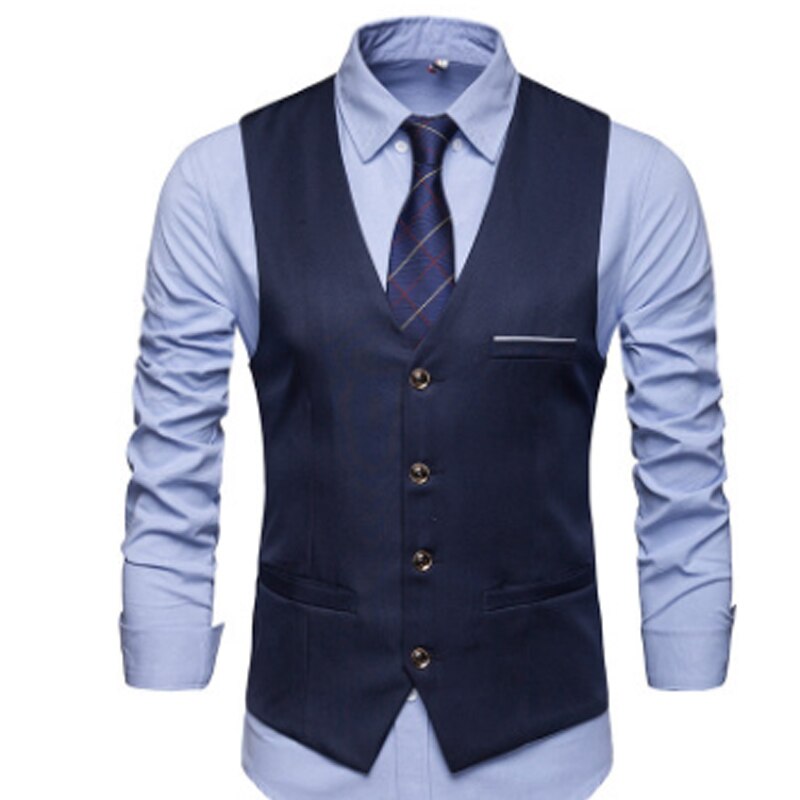 Vester til menn slank passe herre kjole Vest herre vester fritidssport baseball ermeløse formell virksomhet jakker Vest homme: C / Xl