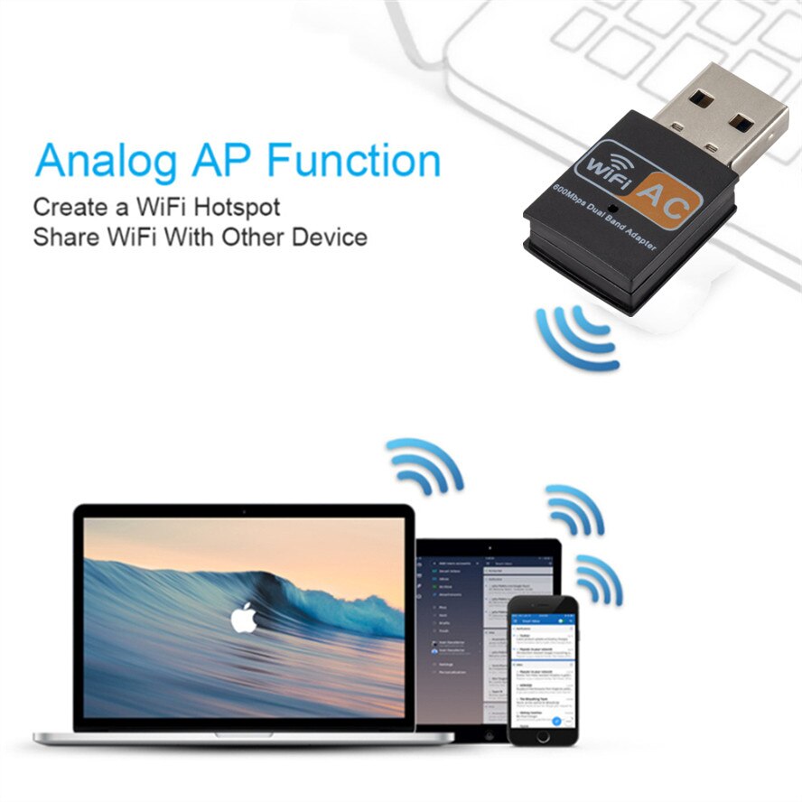 Adattatore WiFi Wireless USB Mini ricevitore scheda di rete per Computer Wireless 2.4GHz 5GHz 600Mbps Dual Band 802.11b/n/g/ac adattatore Wifi