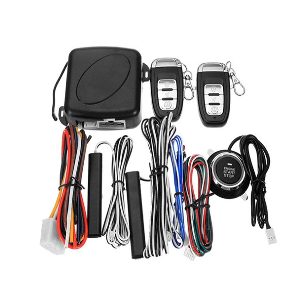 Okeytech universeel 12v-inch autoalarm met één knop start, motor, drukknop, keyless entry-systeem met afstandsbediening, start/stop