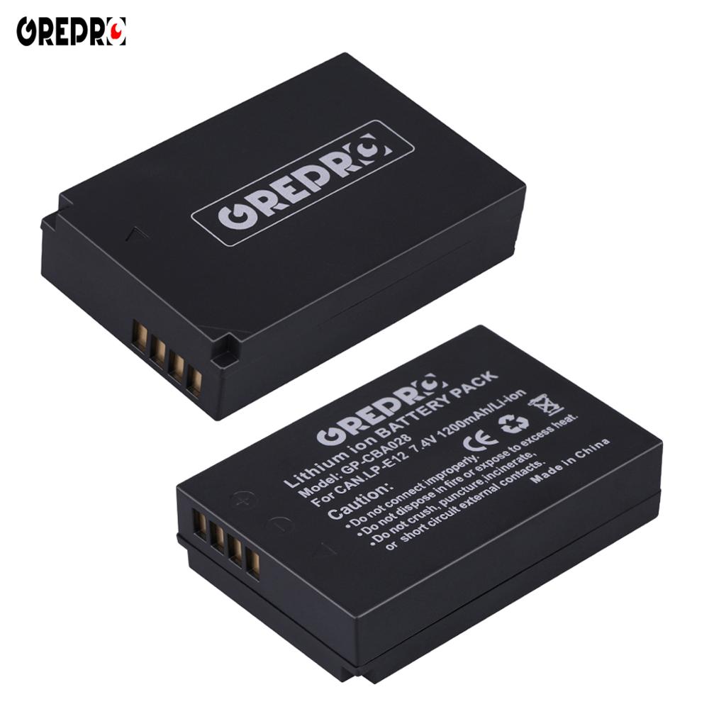 2 stuks 1200 mah lp -e12 lp e12 lpe 12 li- ion batterij + lcd usb dubbele oplader voor canon eos  m50,  eos  m100,100d kiss  x7 rebel  sl1 camera