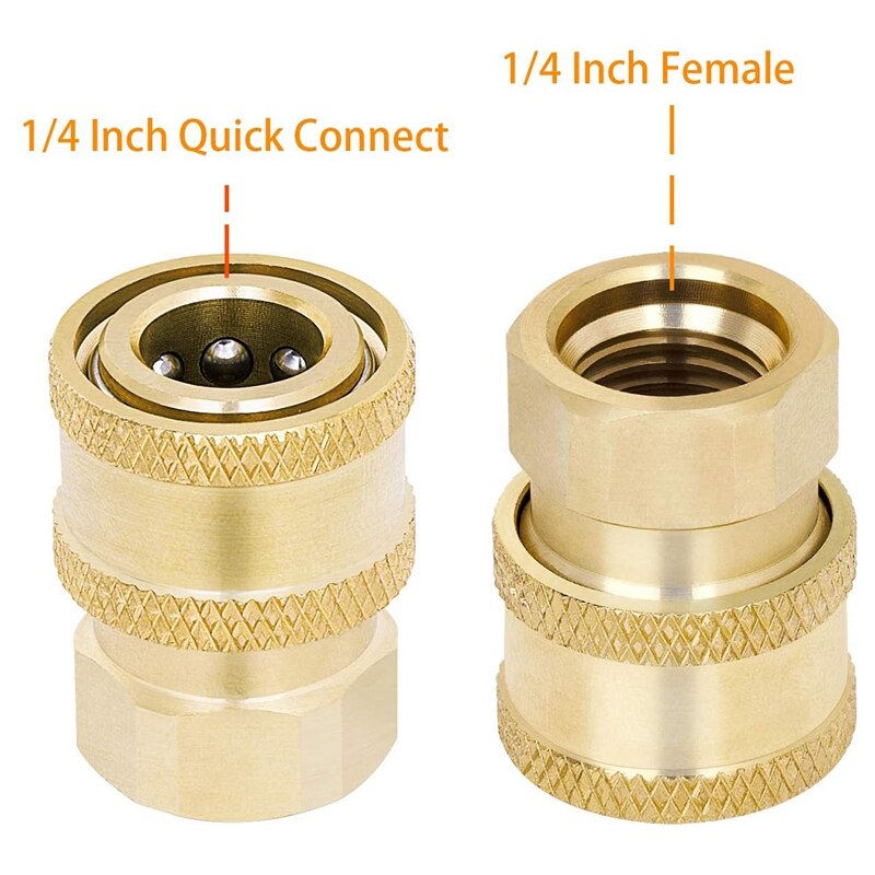 9 Pcs Pressure Washer Quick Connect Coupler, 1/4 Inch NPT Female Threads Size, Brass Material