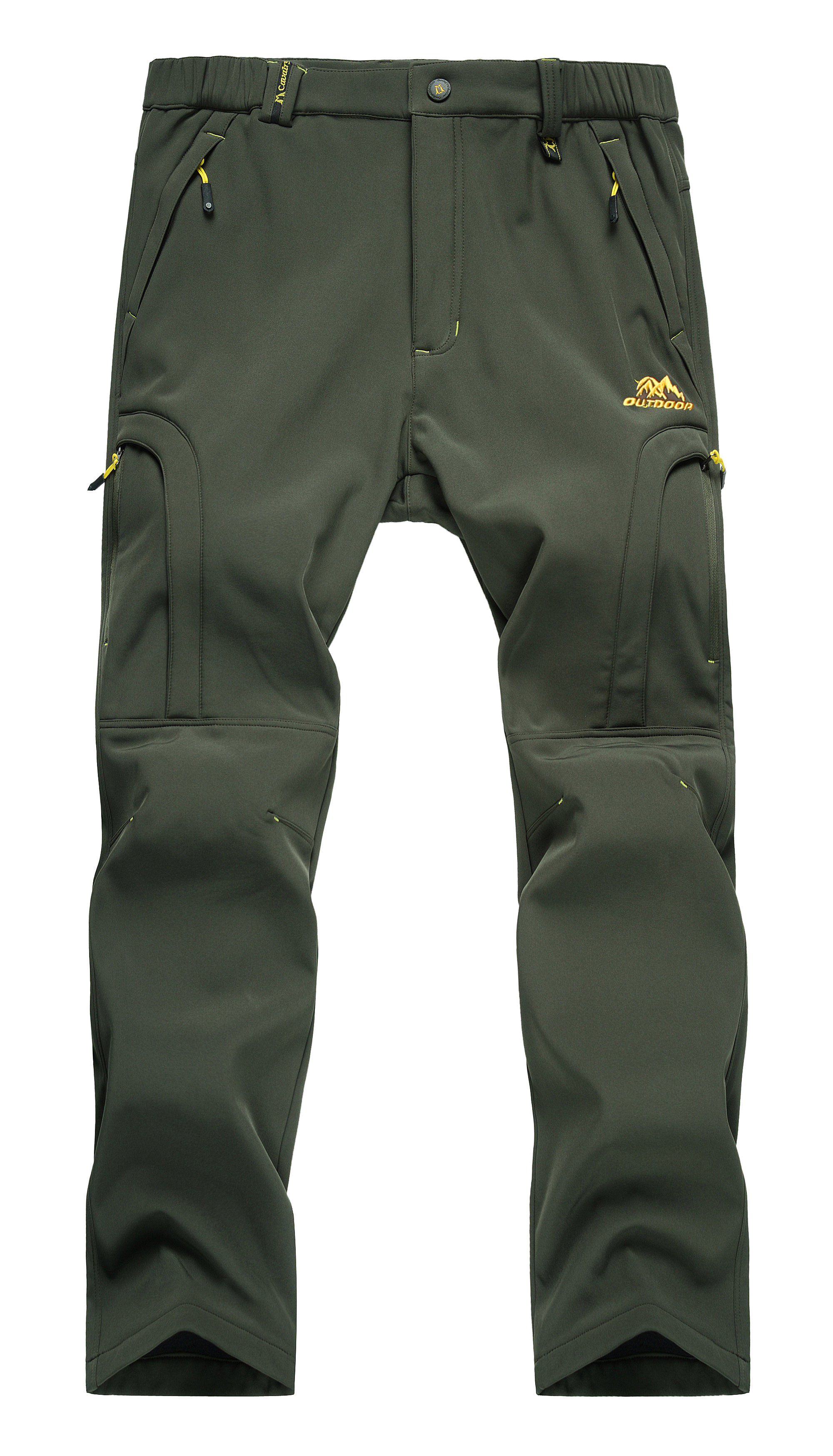 Waterdichte wandelbroek voor heren Outdoor Fleece gevoerde sneeuwskibroek Winter Softshell snowboardbroek: S / Army Green