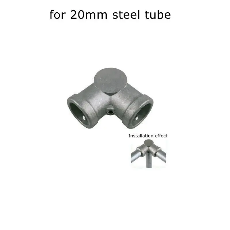 Conector de aleación de aluminio, Base en T de codo, accesorio plano tridimensional, sujetador de conexión, piezas de estante de tubo de acero de 20mm: Negro