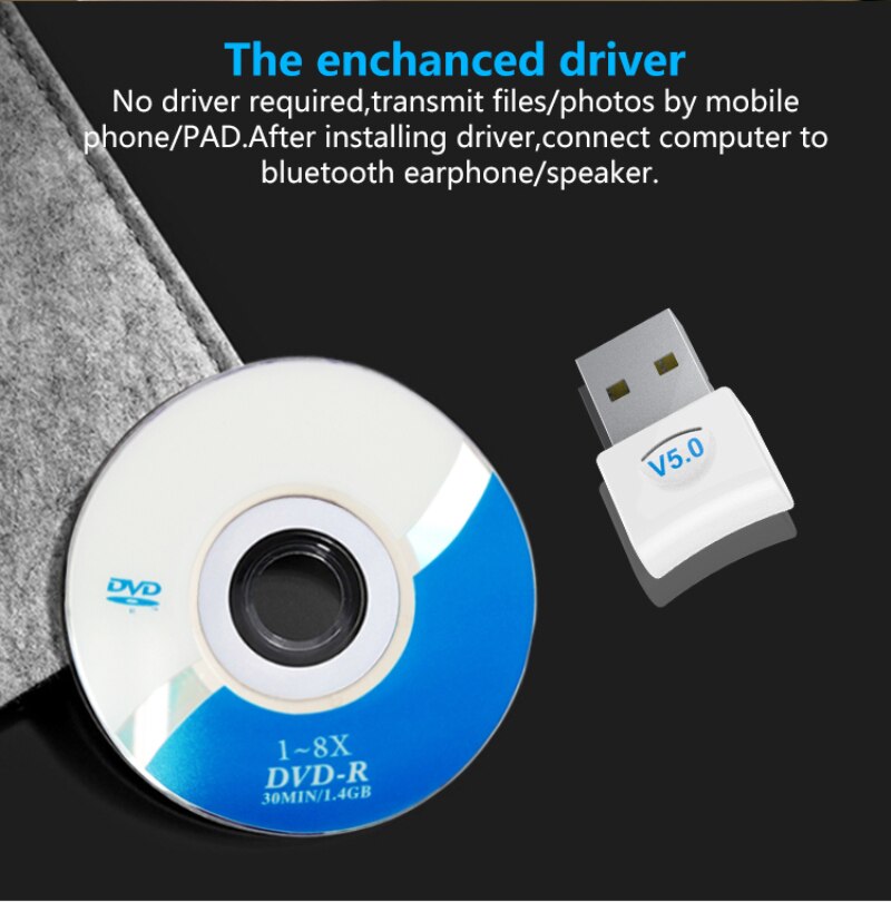 Mini Audio Adapter USB Bluetooth 5.0 Adapter Bluetooth Dongle 5.0 Transmitter Bluetooth Receiver For Computer PC Laptop Music