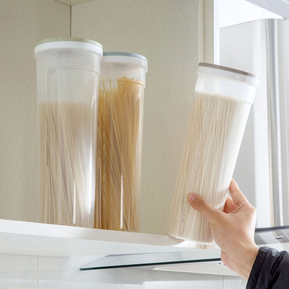 1Pc Multifunction Pasta Noodle Grain Cereal Bean Rice Food Storage Container Clear Reusable Kitchen Sealed Box