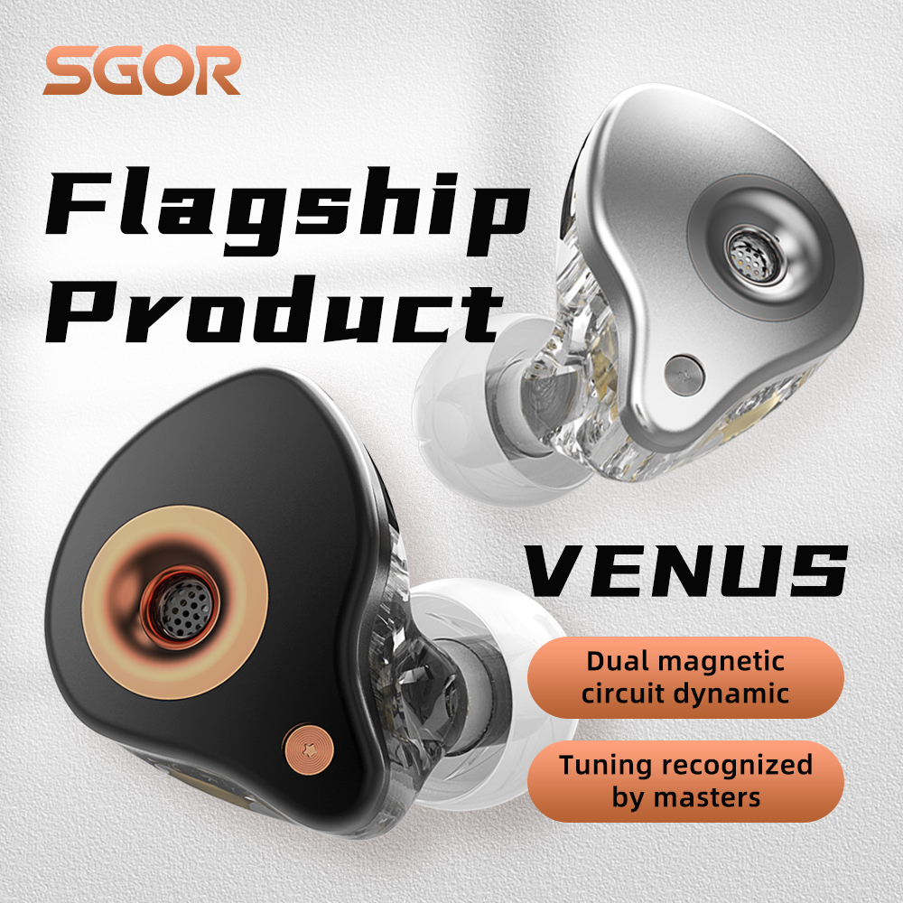 Sgor venus dynamiske øretelefoner hifi superbas ørepropper in-ear monitor musik øretelefoner sport støjreducerende headset fra sportt