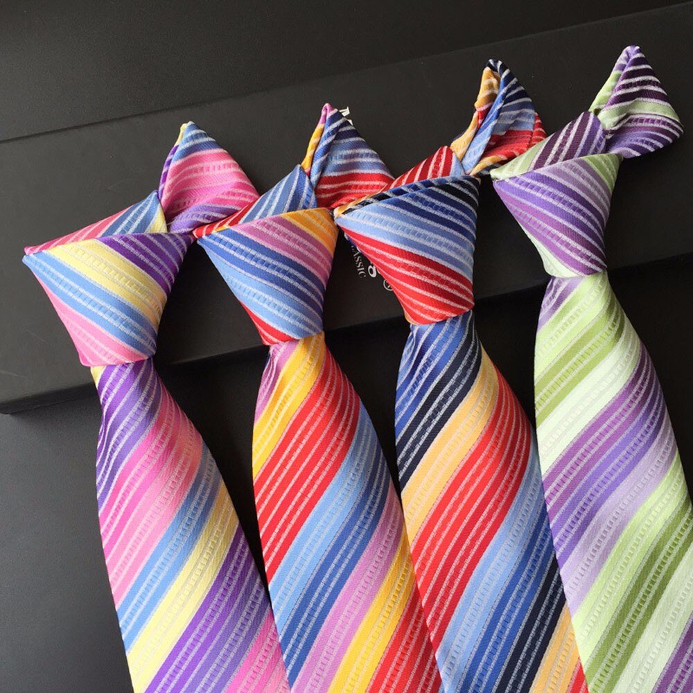 Regenboog Gestreepte Man TieWoven Bloemen Gestreepte Stropdas bruiloft zakelijke banden Pak Stropdas Kleding accessoires voor mannen