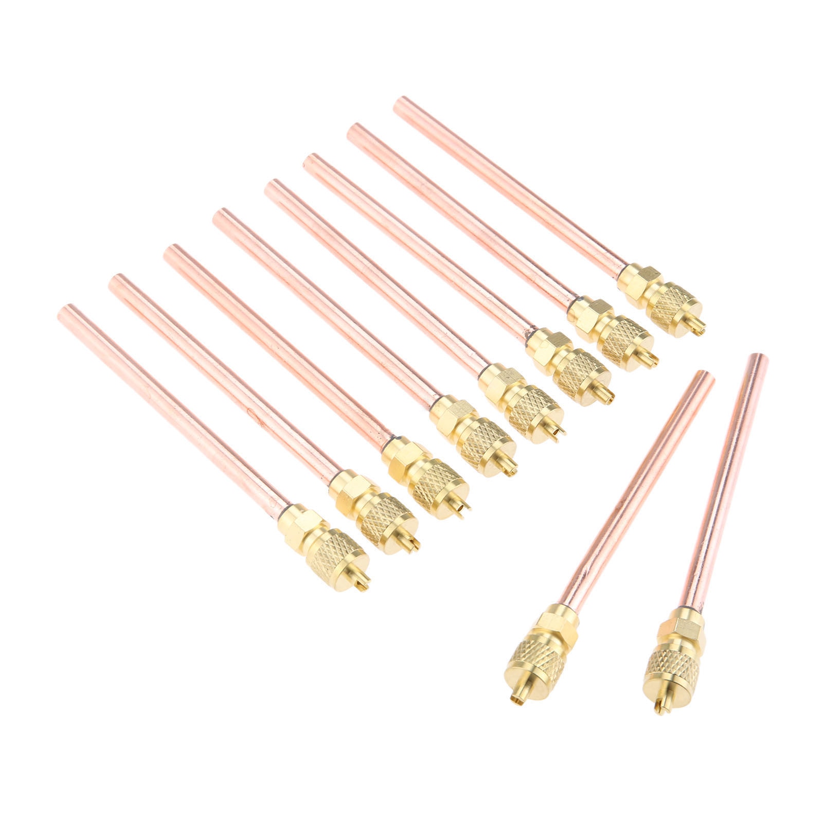 10Pcs Service/ Access Valves 1/4" SAE 1/4" OD 4" Stem Strong Mayitr Metal Core AC Air Conditioner Refrigeration Access Valve