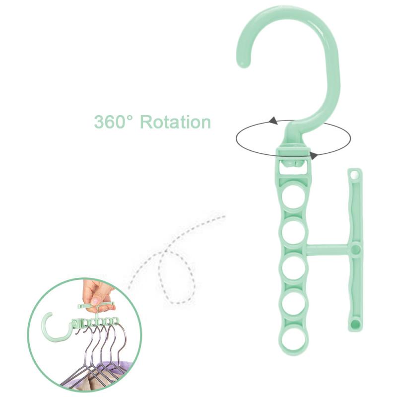 Clothes Hanger Rotating Handle 5-hole Windproof Hanger Children's Wardrobe Classification Space Saving Drying Rack Hook