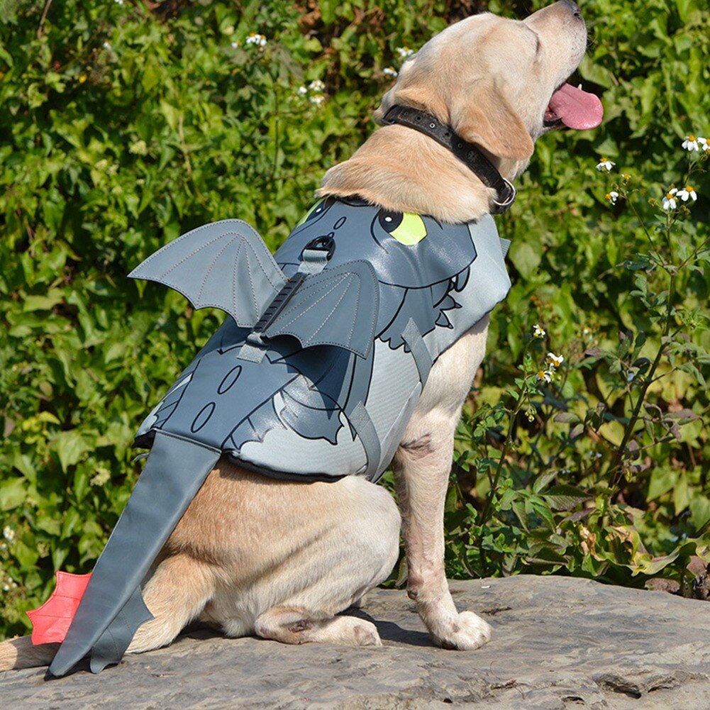 Gilet de sauvetage pour animaux de compagnie, modèle Dragon volant, vêtements de natation pour chiens, bouledogue français, été