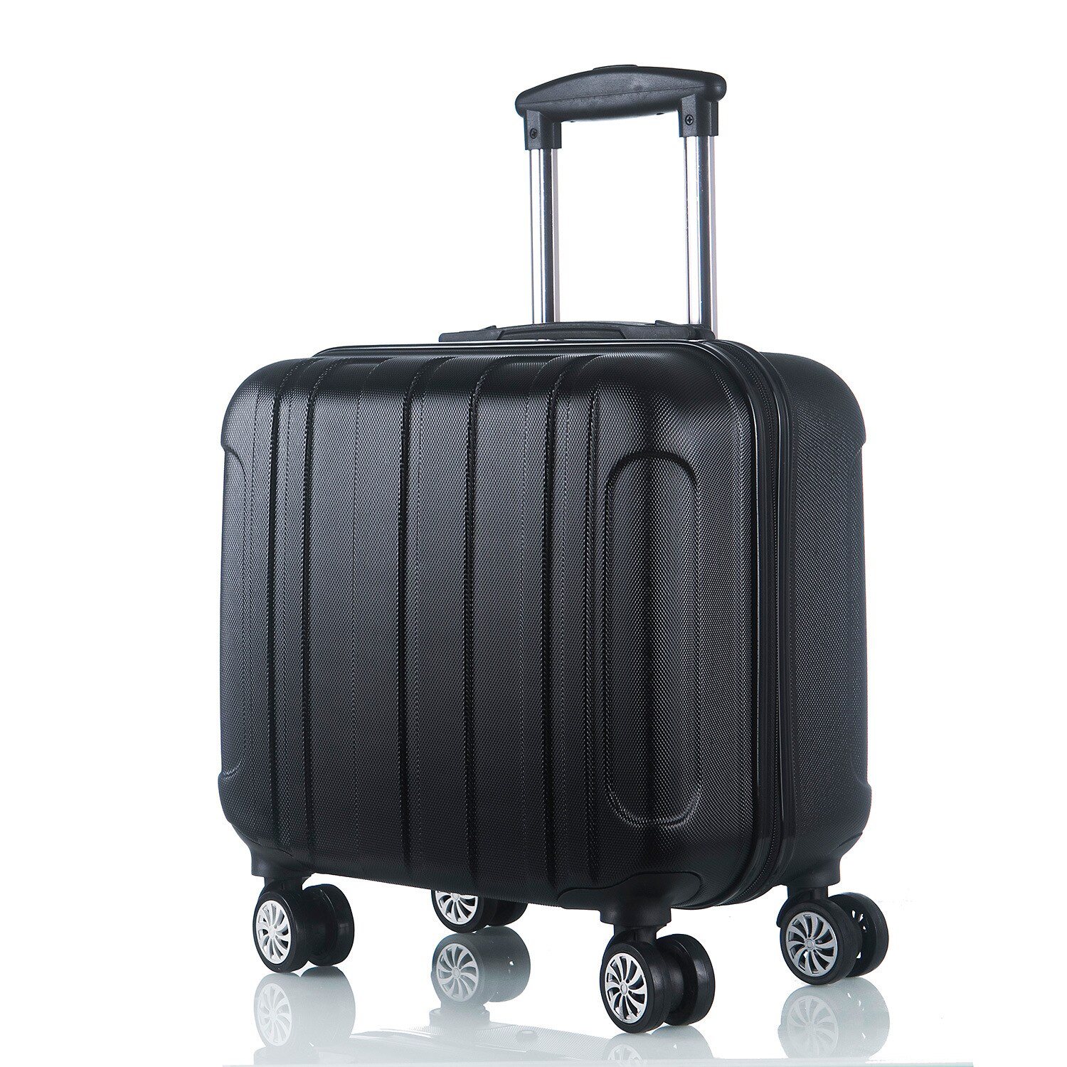 Business Travel Kleine Koffer 16 Inch Stewardess Boarding Case Universele Wiel 17 Inch Trolley Case Mannelijke En Vrouwelijke Code Lock: black