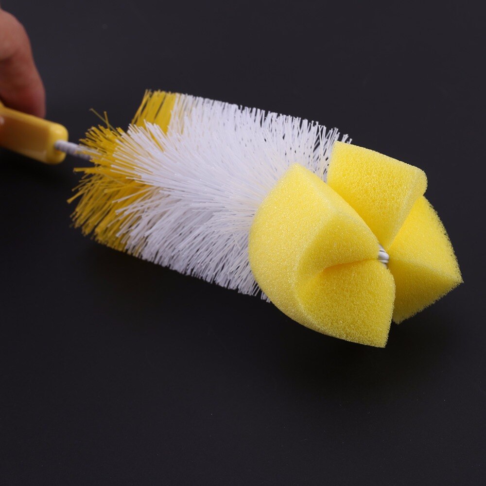 Baby Bottle Brush Nipple Brush 360-degree Rotating Head Cleaning Sponge Cup Brush Kit 2pcs/set