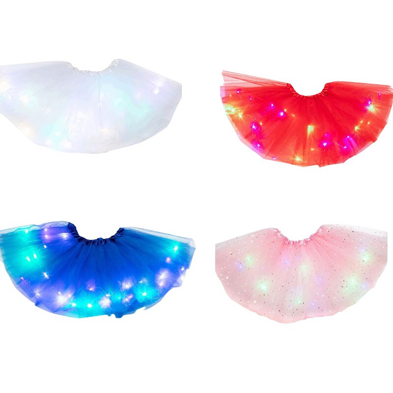 Petites filles lumière LED Up Tulle Tutu jupe néon coloré lumineux enfants princesse fête Ballet danse en couches robe courte Festival