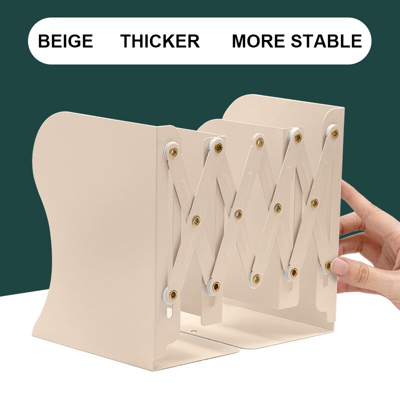 Support de rangement de livres rétractable pour étudiants, et pliable, pour papeterie de bureau et d'école: beige (19.2x50cm)