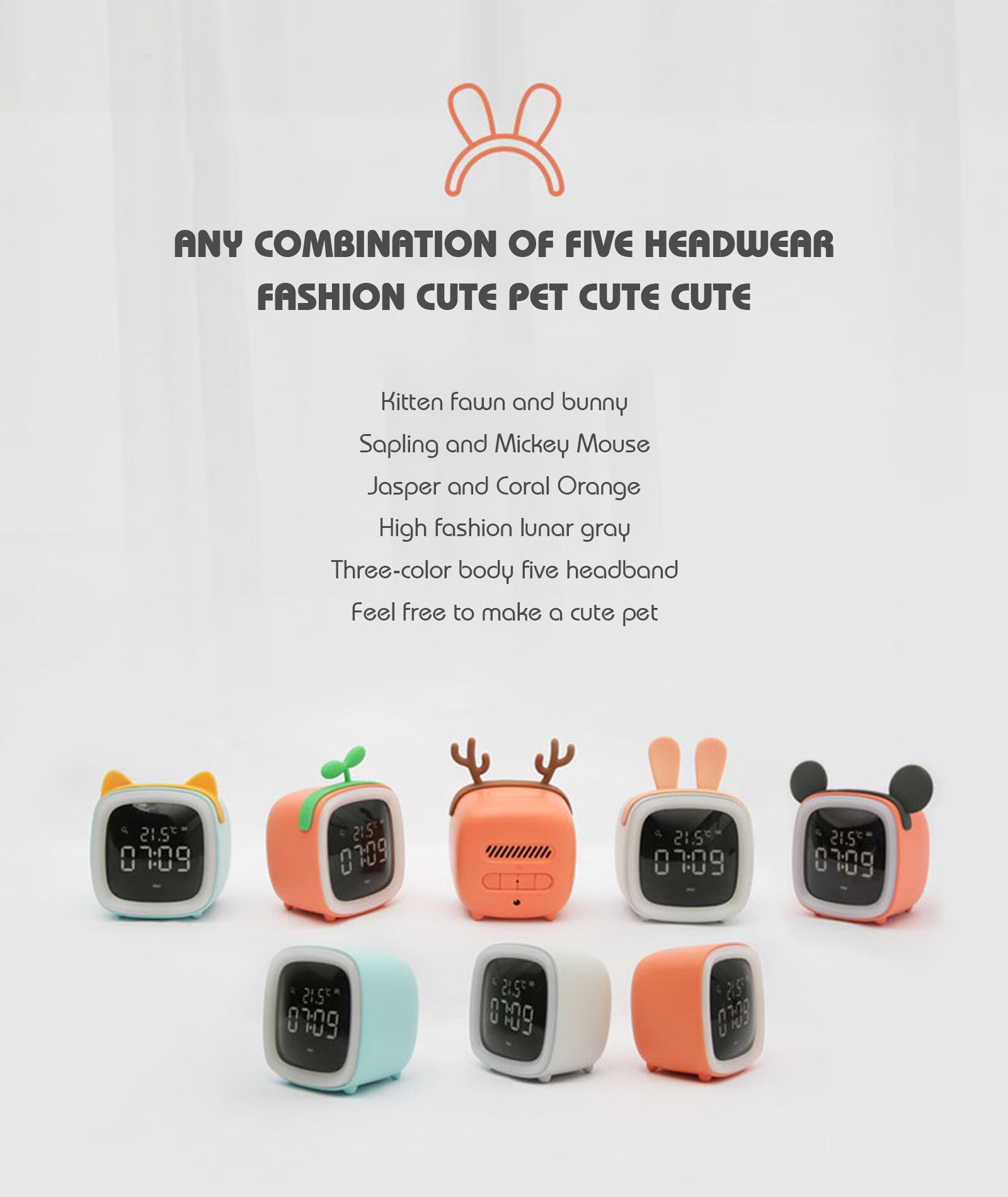 Led Cartoon Alarm Clocks Cute Tv Pet Kids Clock Voice Control Night Wake Up Light Table Clock Temperature Display