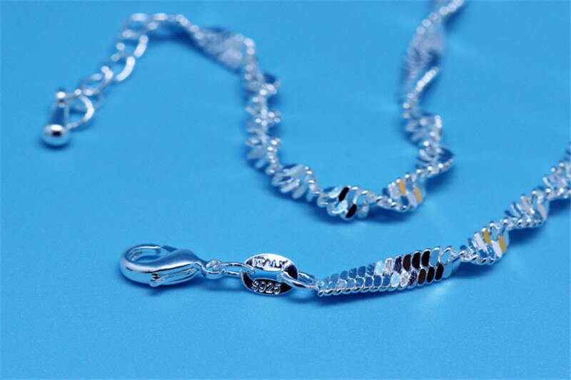 Vrouwelijke Zilver 925 Enkelbanden Sieraden Mode Wave Armbanden Voor Vrouwen Accessoires Zilver Vrouwelijke Enkelbandje Meisjes Verjaardag