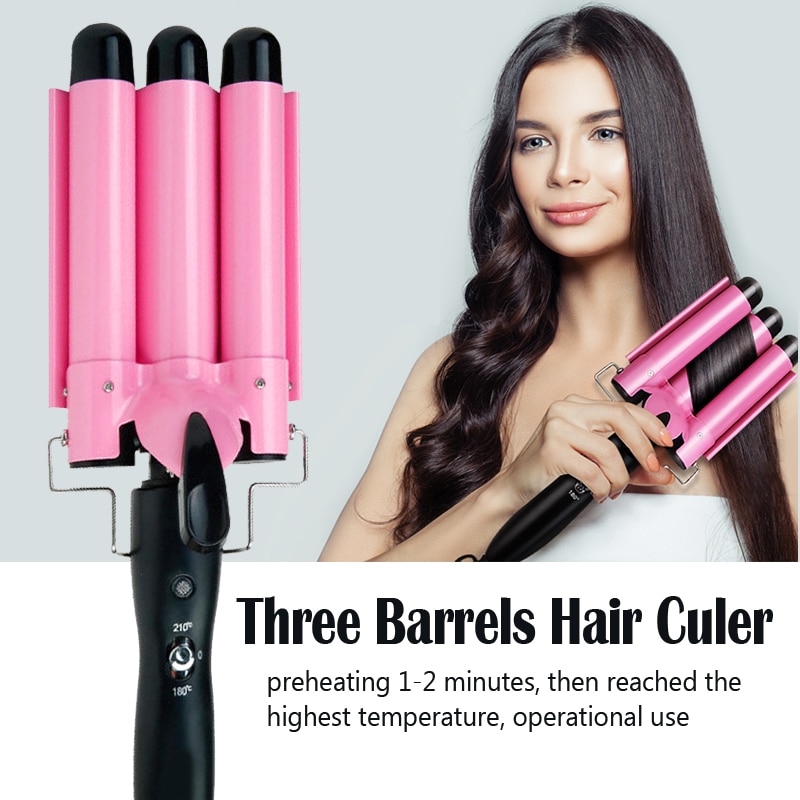Three Barrel Curling Iron Wand Hair Waver Crimping Styling Tools Big Wave Hair Curling Tongs Ceramic Triple Barrels Hair Curler