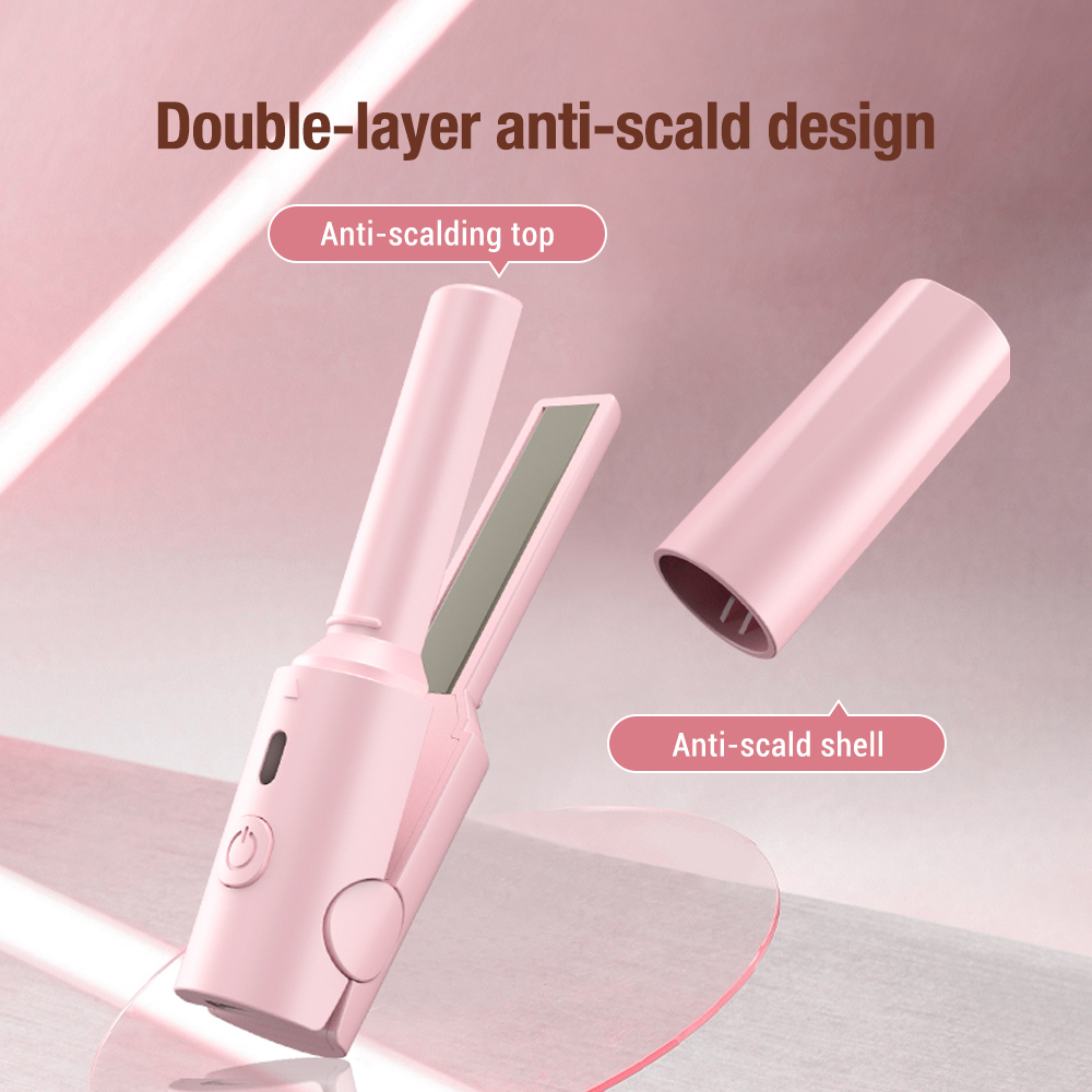 Tragbare Haarglätter Mini Lockenstab Frauen Keramik Glättung Styling Werkzeuge Eisstockschießen und Glättet Dual-benutzen-Schiene