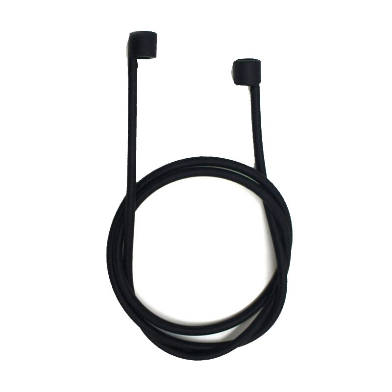 Correa de auriculares para Airpods, correa antipérdida, cuerda para auriculares Bluetooth, Cable de silicona: Negro
