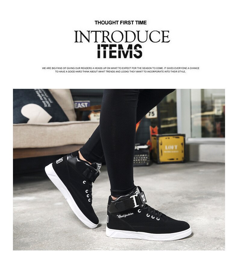 Botas de los hombres de PU impermeable botas de cuero de los hombres de alta superior otoño blanco invierno calzado de encaje zapatos casuales zapatos de hombre de talla grande 39 - 44
