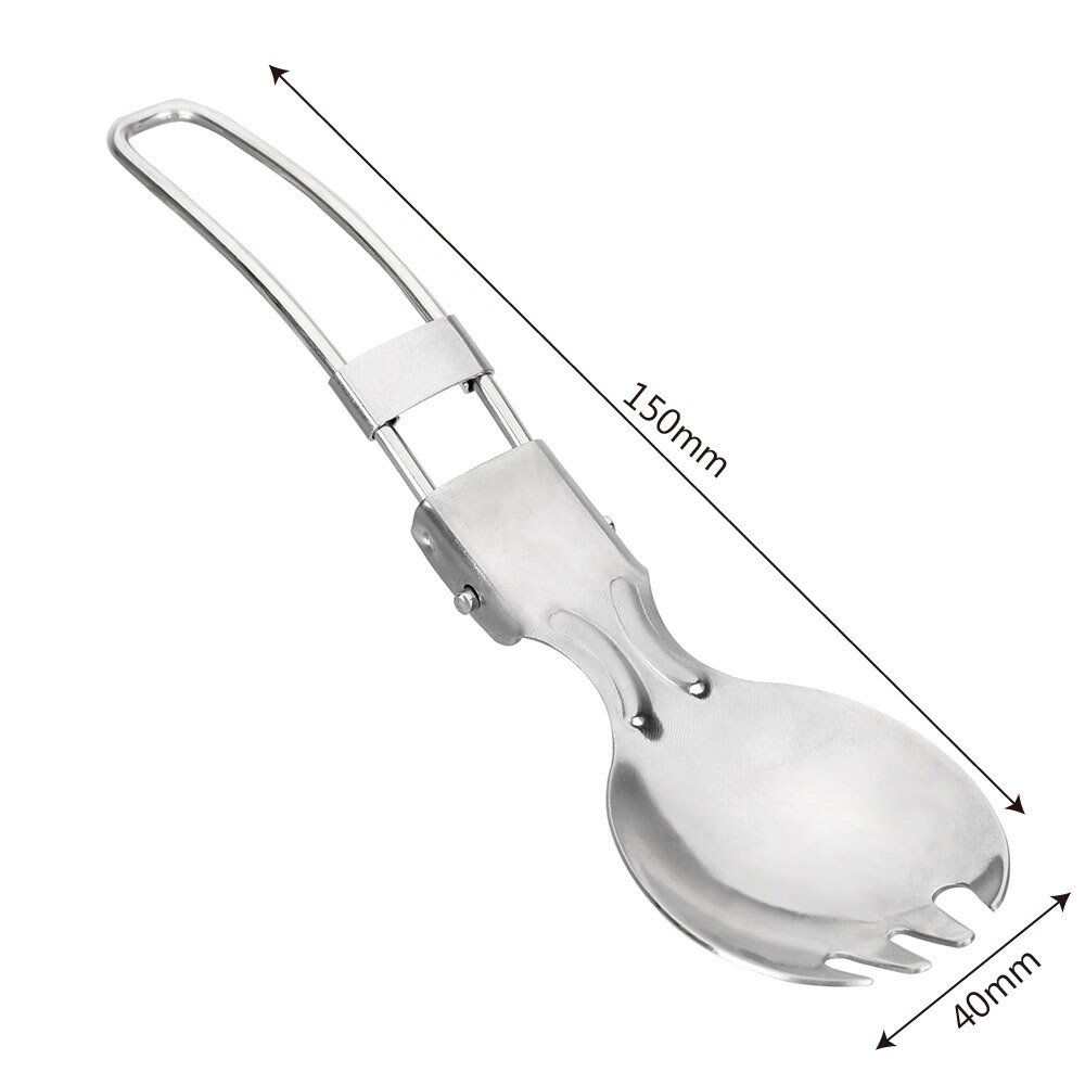 Hilife Vouwen Lepel 2 In 1 Spork Wandelen Outdoor Camping Servies Lichtgewicht Picknick Lepel Vork Roestvrij Staal Kookgerei