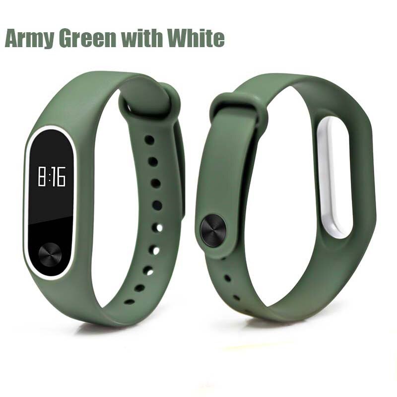 Correa BOORUI de silicona mi Band 2, doble color, reemplazo de correa mi band2, Correa inteligente para xiaomi mi2: Army green white
