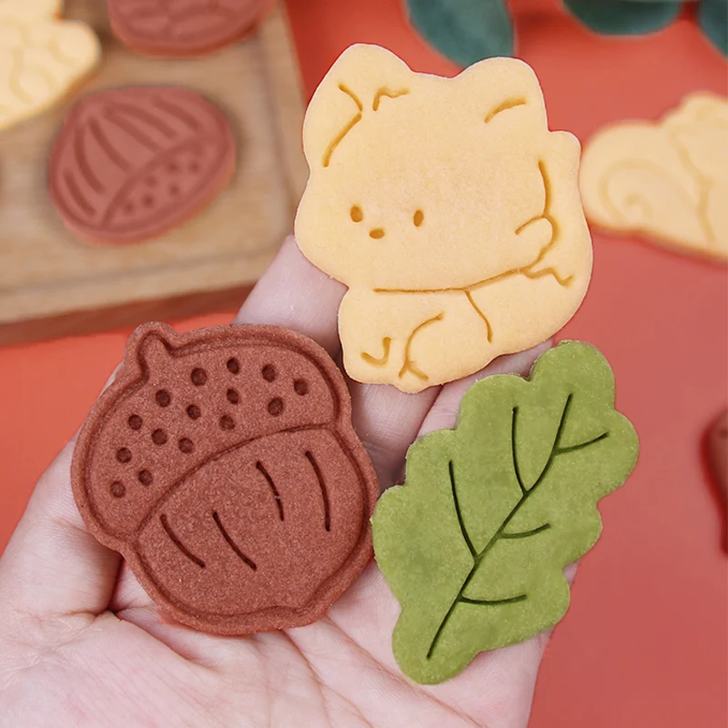 Cartoon Herbst Blätter Eichhörnchen Eule Muster Keks Form Thanksgiving Day Kastanien Tannenzapfen Fondant Cookie Cutter Backen Werkzeug