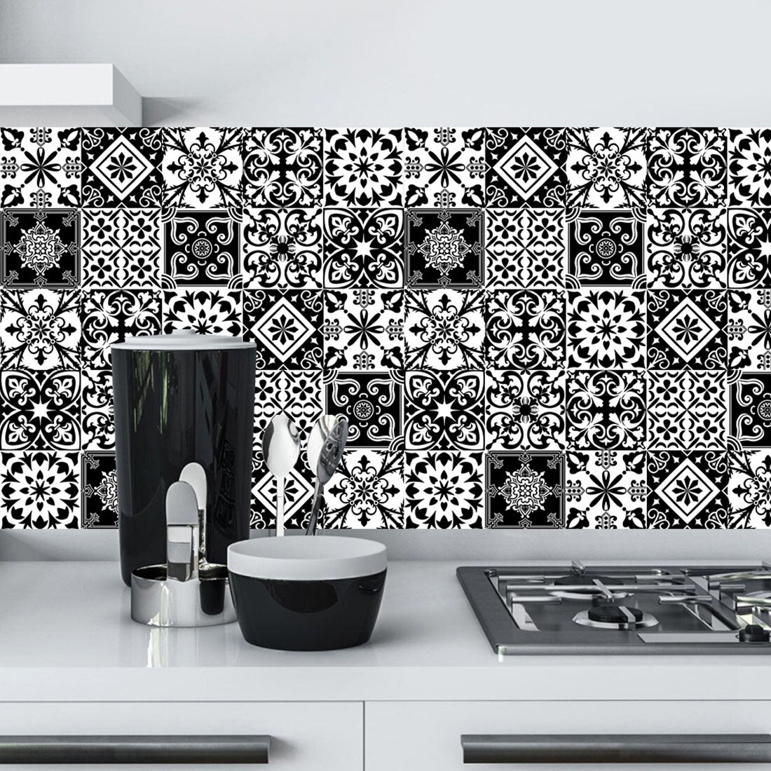 Moderne flise klistermærker selvklæbende væg mosaik tapet vandtætte klistermærker til badeværelse diy væg klistermærker køkken vægindretning