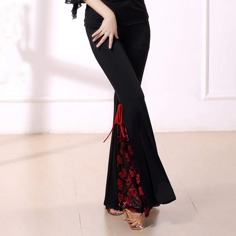 Modern Lace flower Latin dance costume practice clothes Long trousers for female/women,Ballroom performance wears KE0112