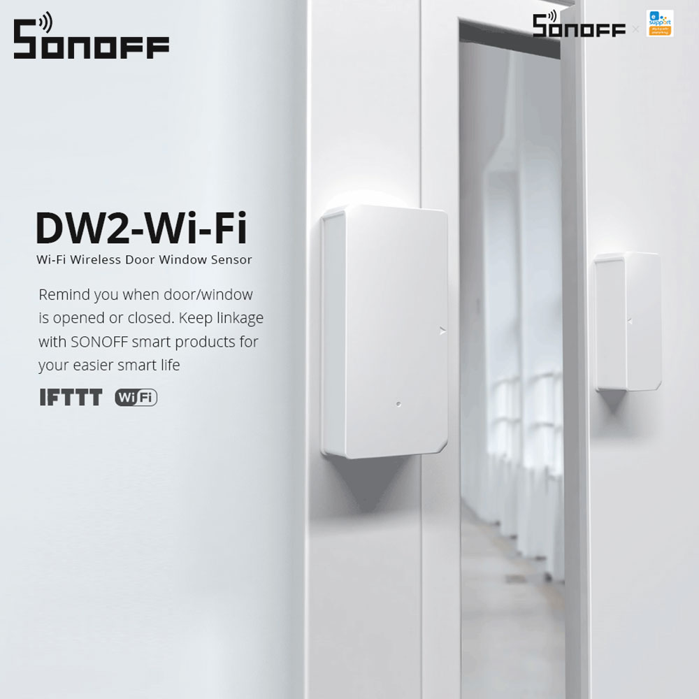 Sonoff DW2-WiFi bezprzewodowe drzwi antywłamaniowe/czujnik na okno Dom Sercurity alarm praca z aplikacja eWeLink obsługa urządzeń Sonoff IFTTT