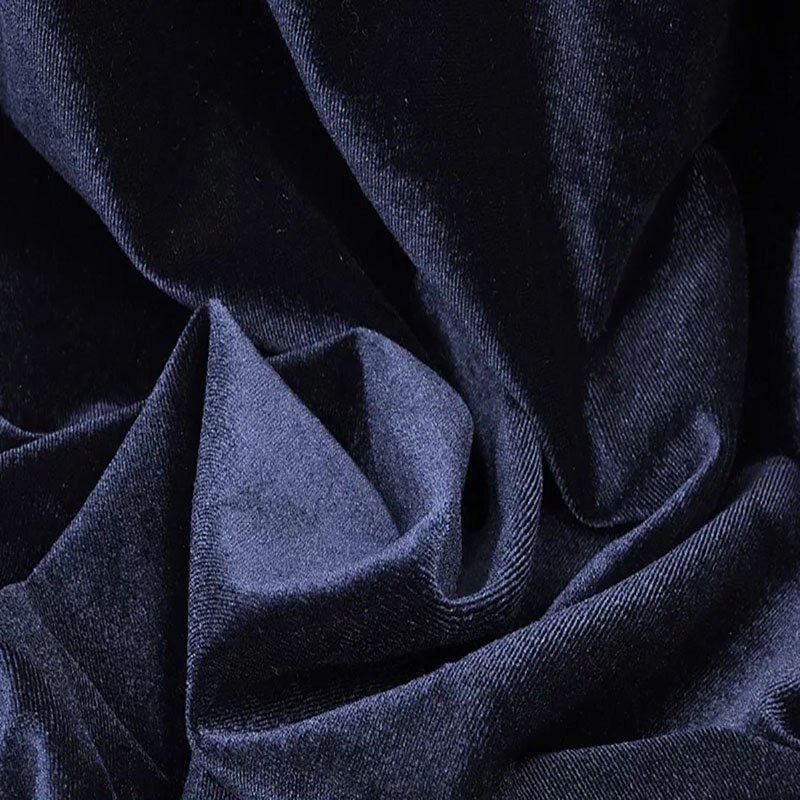 Tela de terciopelo elástico de lujo estampado de leopardo tela de terciopelo ropa de costura trajes tela artesanal: 08 - Navy