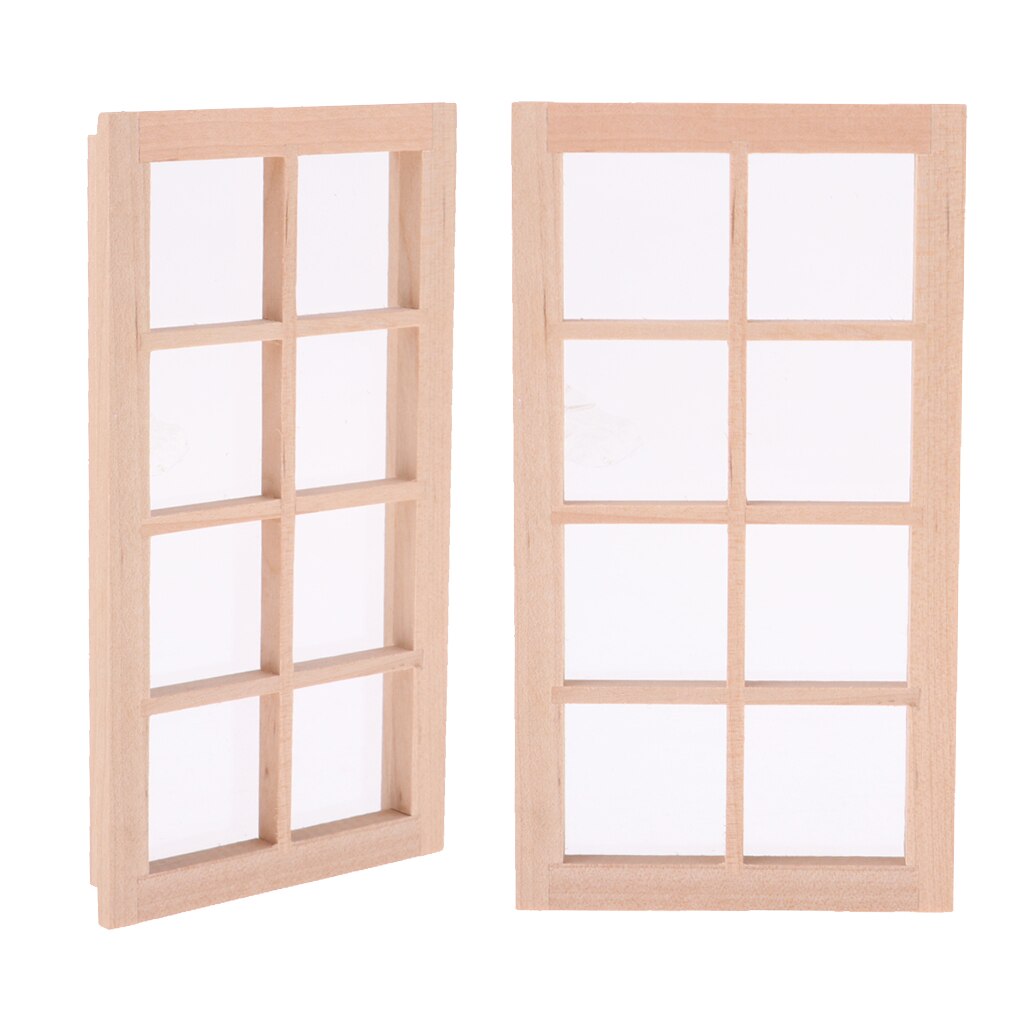 2 Pack Dolls House Miniature Window Frame 8 Pane DIY Builders