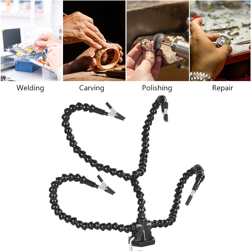 KKMOON – outil de soudage PCB avec 3 bras flexibles, Clips rotatifs et Base de pince de bureau Stable