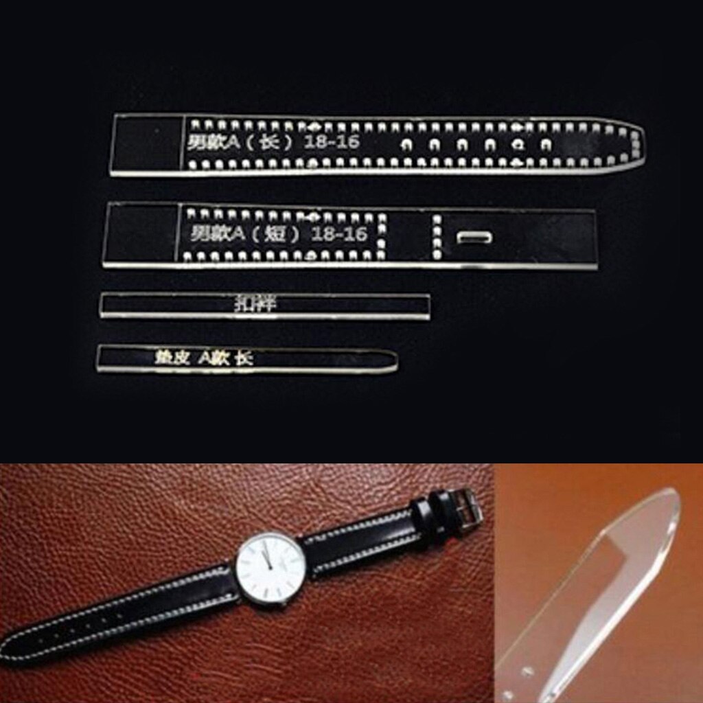 4pcs Leather Craft Clear Acrylic Watch Strap Band Stencil Template
