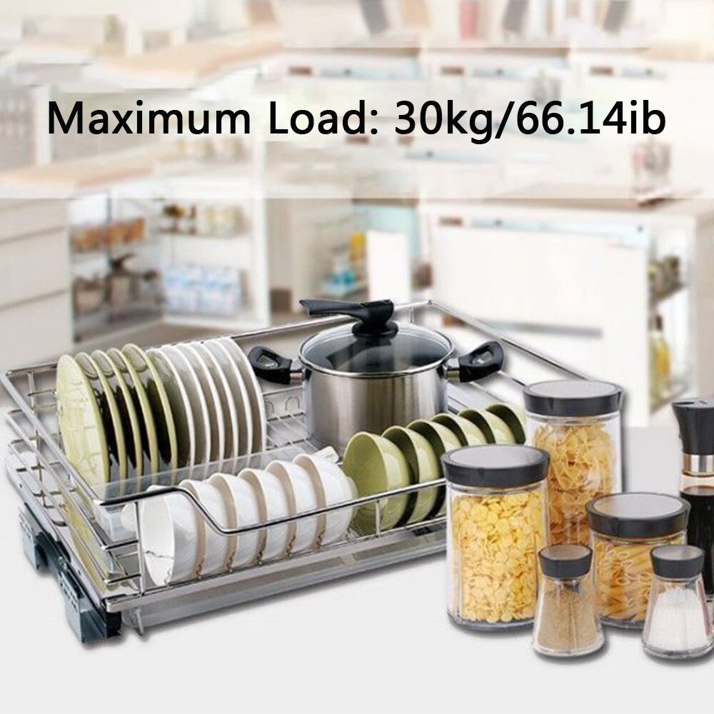 304 Stainless Steel Drawer 2Pcs Soft Close Drawer Slide Rail 14/15 inch Three-Section Full Extendion Ball Bearing Guide