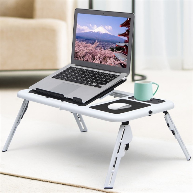 Multifunctionele Laptop Tafel Stand Folding Bureau Bed Computer Studie Verstelbare Draagbare Sofa Tray Usb Cooling Bed Notebook Stand