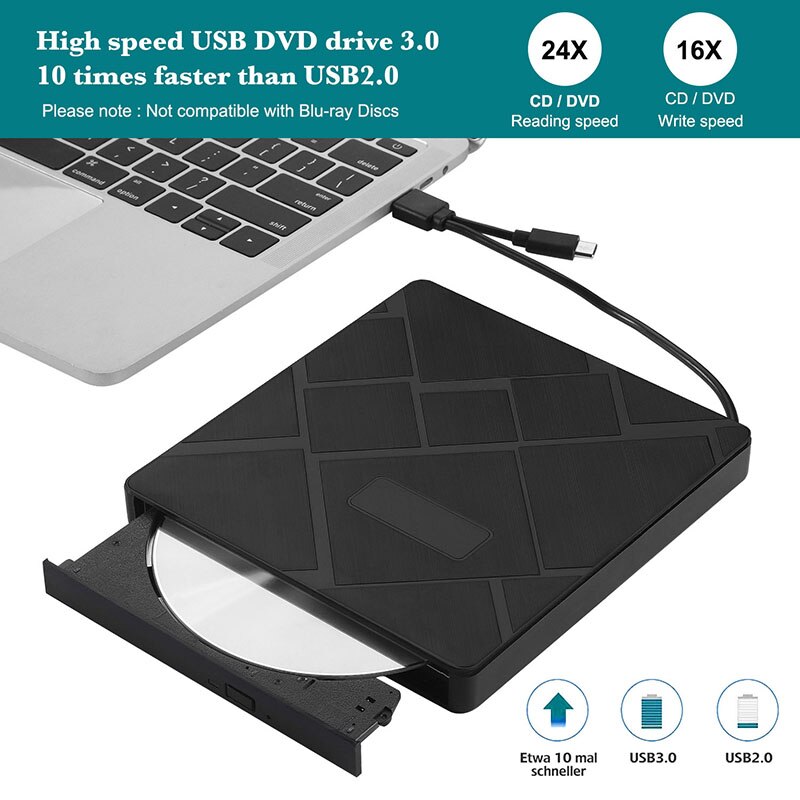 Usb 3.0 Dvd Recorder Externe Dvd Rw Drive Rewriter Brander Reader Slim Computer Componenten Optische Drive Voor Desktop Pc Laptop
