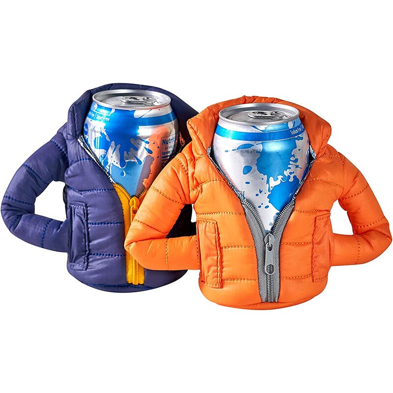 jacket to keep drinks cool beer clothes cola drinks winter down jacket beverage warm clothing insulated beer insulated cover