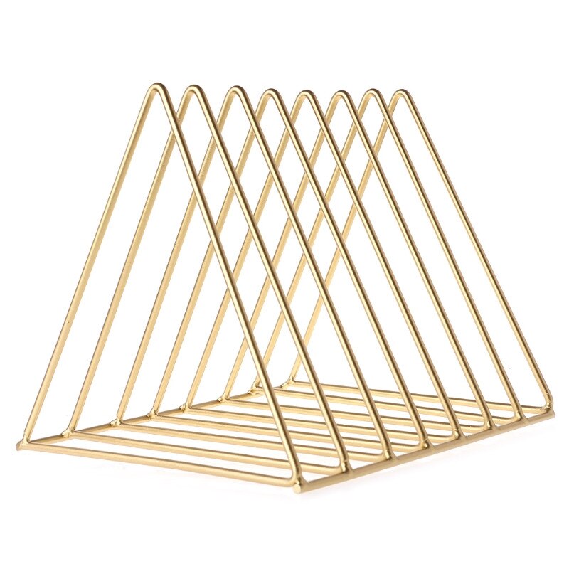 Home Office Iron Storage Rack Book Magzine Holder Multifunction Organizer Decor: Gold