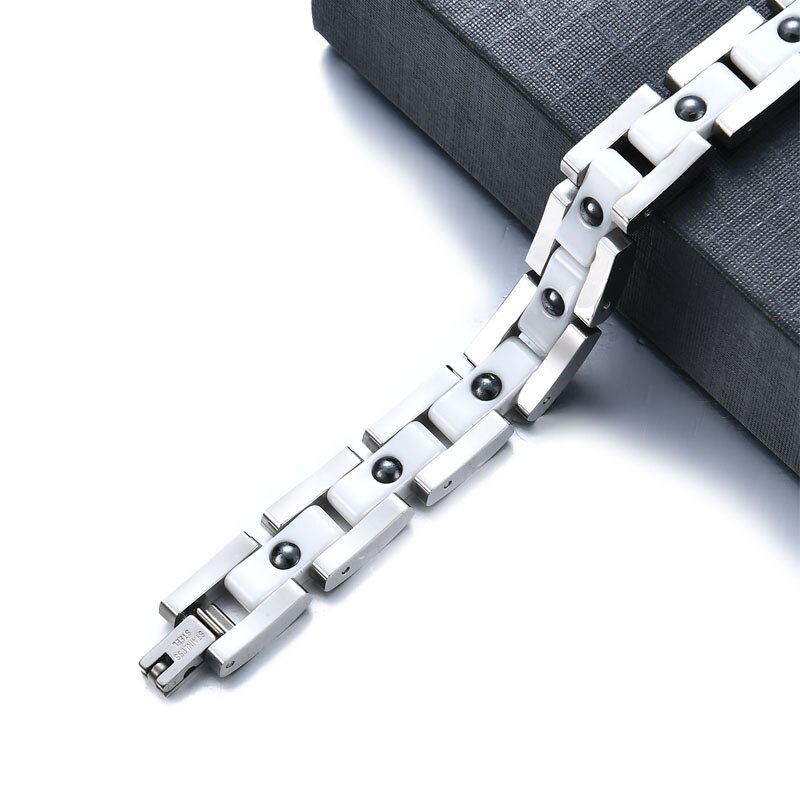 Hochzeitskette schmuck edelstahl weiß rosa schwarz keramik Germanium magnetgliederarmband für damen und herren