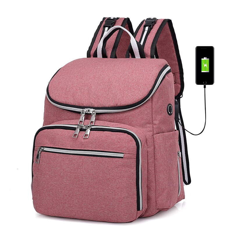 USB Multi-function large-capacity Mummy bag outlight nappy bag with bottle bag