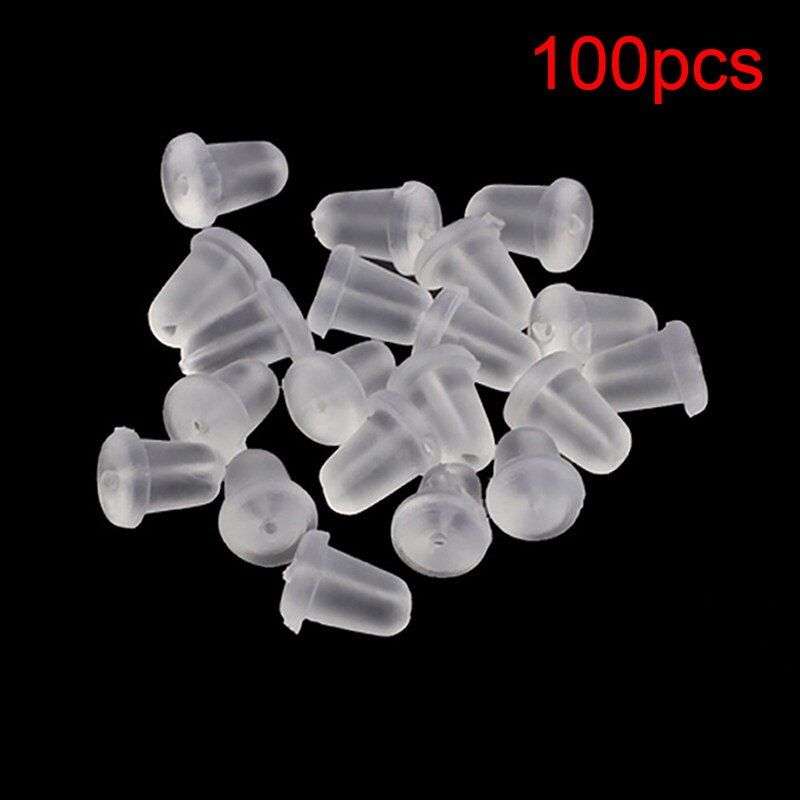 100pcs/pack Clear Soft Silicone Rubber Earring Backs Safety Bullet Stopper Rubber Jewelry Accessories DIY Parts Ear Plugging