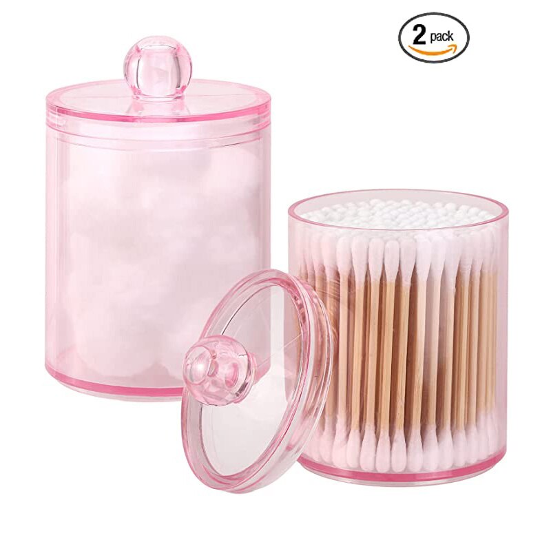Badkamer Organizer Cosmetische Opbergdoos Katoenen Bal Qtip Beugel Acryl Opslag Jar Pen Houder Met Bamboe Cover Stofdicht: B-3