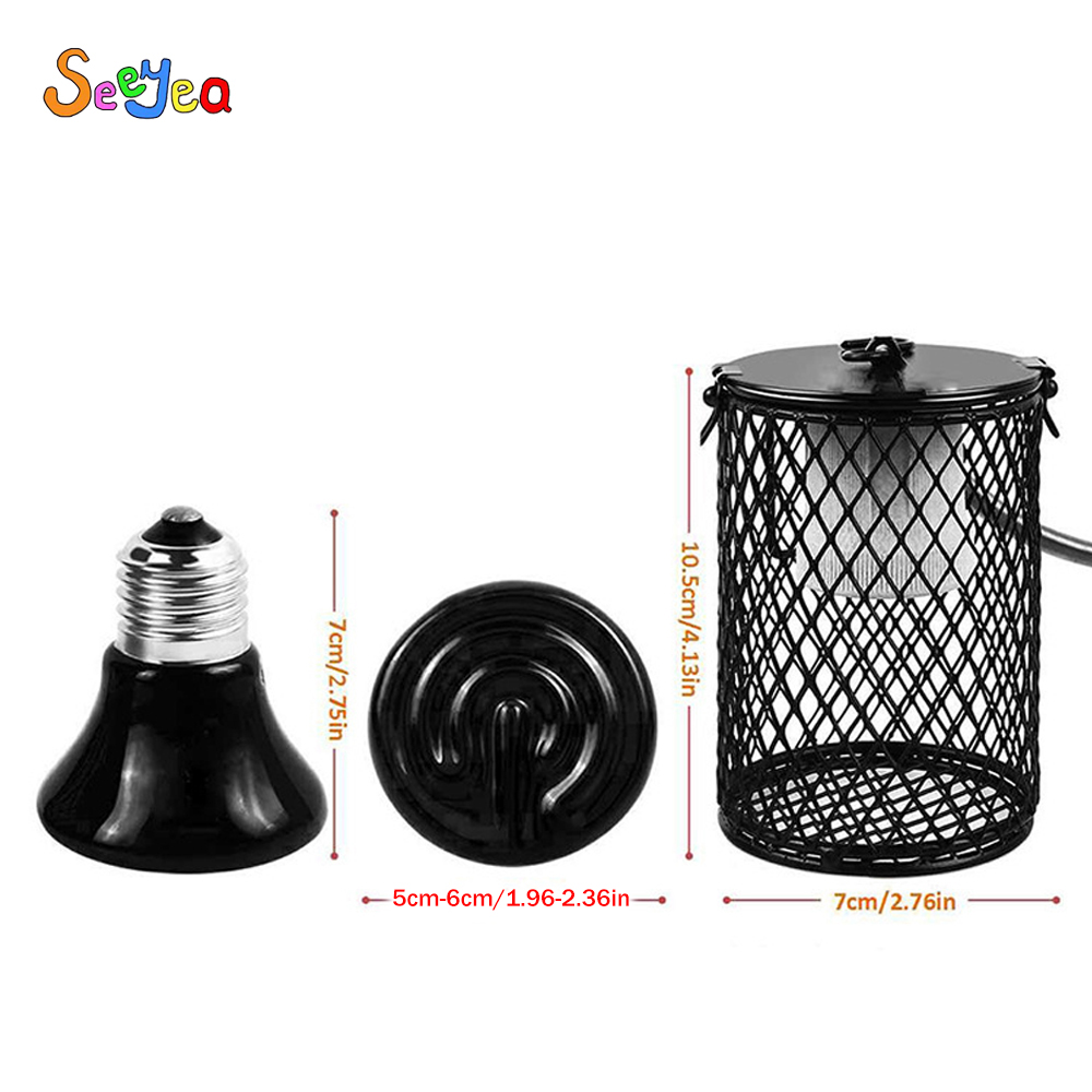 animale domestico mantenere caldo lampada riscaldante luce a infrarossi in ceramica con gabbia di sicurezza emettitore lampada di calore tartaruga serpente lucertola riscaldatore forniture per animali domestici