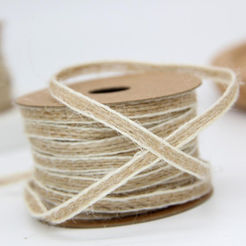 Natural Hessian Jute Twine Rope Burlap Ribbon for DIY Rustic Wedding Christmas Party Decoration Ornament