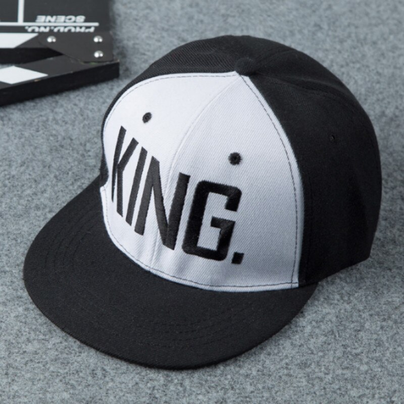 Casquette Hip-Hop roi reine | Casquette ajustable en coton avec lettres, broderie à bord plat, casquette de Baseball pour femmes et hommes, Streetwear, chapeaux Snapback: KING patchwork