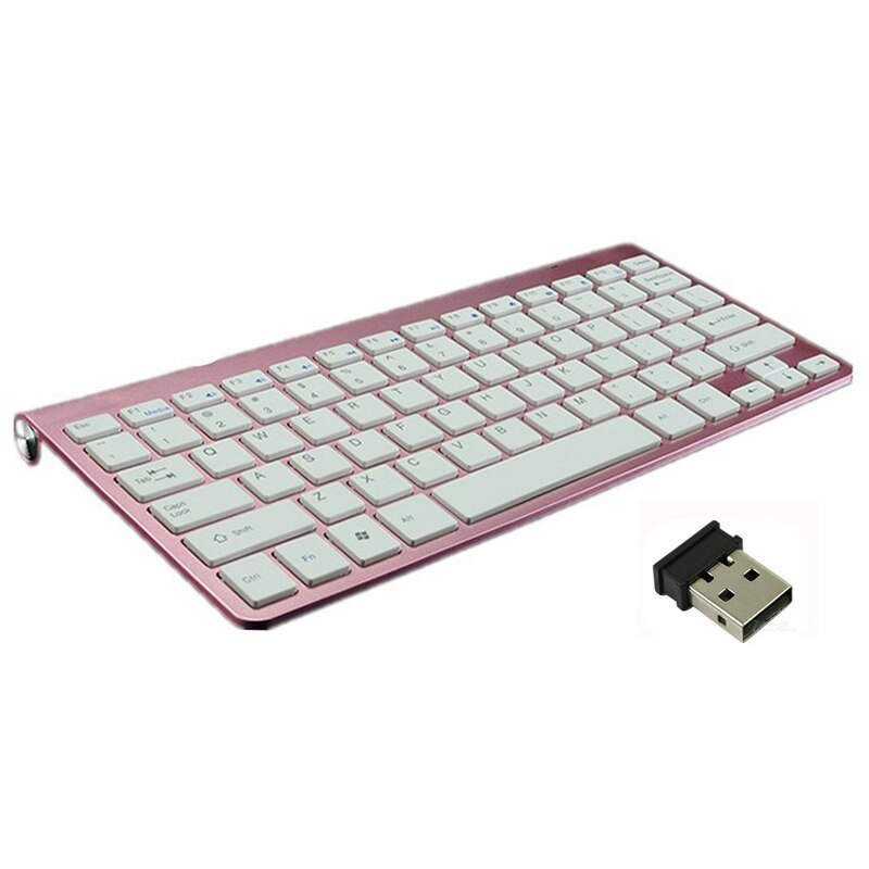 2.4G Ultra-Thin Business wireless keyboard and mouse multimedia keyboard and mouse combo kit for notebooks laptops Macs desktops: Only Pink Keyboard