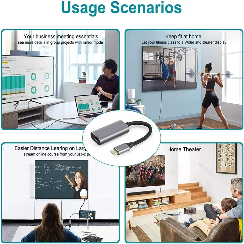 Cable adaptador Compatible con USB C a HDMI tipo C 4K USB 3,1 Cable convertidor HDTV para proyector PC MacBook Pro portátil tableta HUAWEI