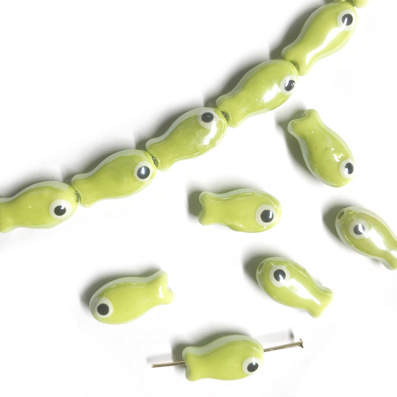 Abalorios de peces pequeños Retro, 10 piezas, espaciador de cerámica, cuentas sueltas para la fabricación de joyas, accesorios de pulsera DIY